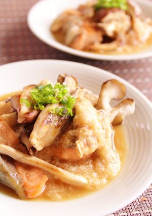 焼きキノコと鮭のとろろあんかけ煮-レシピのメイン写真