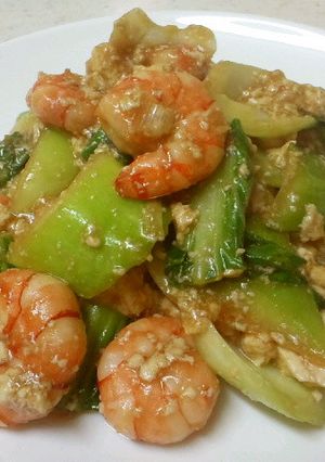 エビとチンゲン菜のオイスターソース炒め♪-レシピのメイン写真