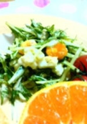 水菜のとろ～り卵マヨぽん♪-レシピのメイン写真