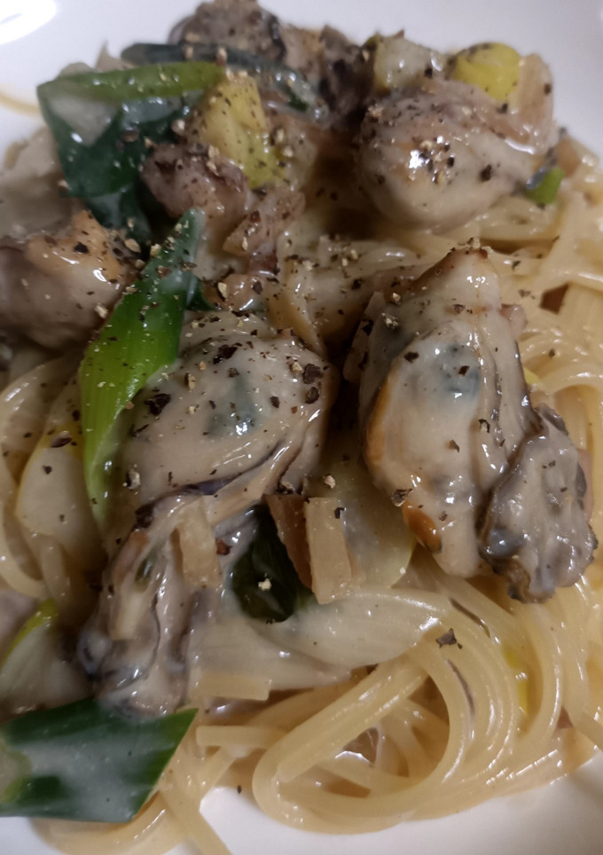 牡蠣とネギ生姜のパスタ-レシピのメイン写真