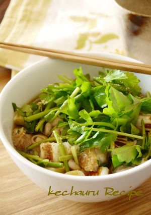 セリがたっぷり！鶏南蛮風そば（うどん）-レシピのメイン写真
