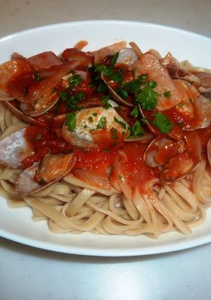 もち麦パスタでボンゴレ・ロッソ-レシピのメイン写真