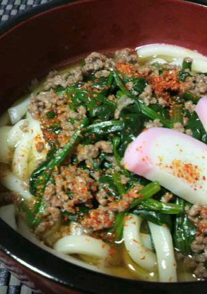 ひき肉とほうれん草のあんかけうどん-レシピのメイン写真