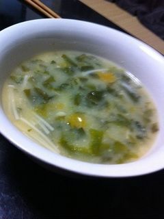 カボチャと大根菜のお味噌汁-レシピのメイン写真