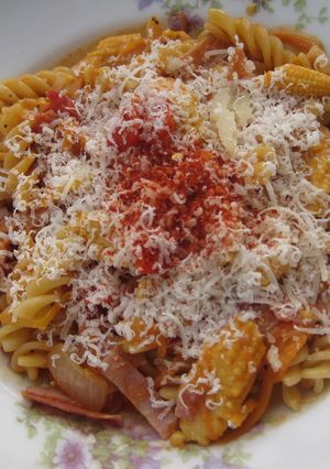 ヤングコーンのトマトクリームパスタ-レシピのメイン写真