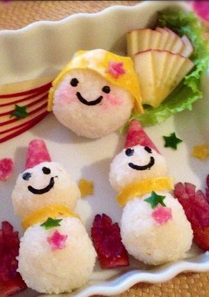 クリスマス✾キャラ弁✾雪だるまのおにぎり-レシピのメイン写真