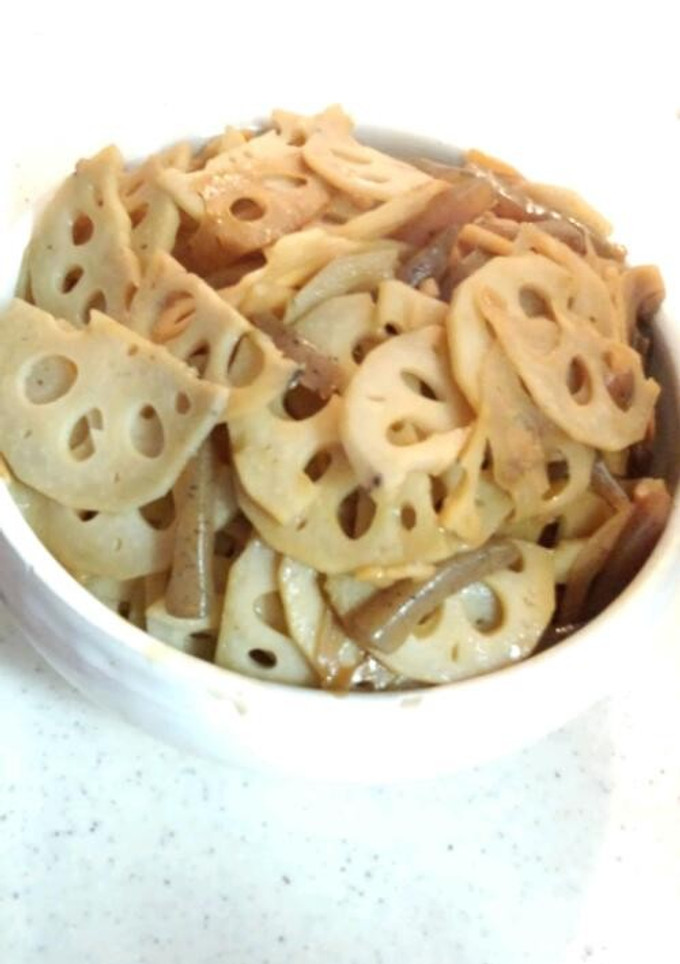 麺つゆだけ★れんこんと蒟蒻の炒め煮-レシピのメイン写真