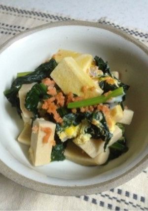 高野豆腐・ほうれん草・鮭の玉子とじ-レシピのメイン写真