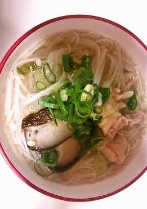 簡単適当！鶏塩ネギにゅうめん（そうめん）-レシピのメイン写真