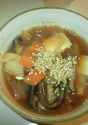 アツアツな豆腐のキムチチゲ風スープ-レシピのメイン写真