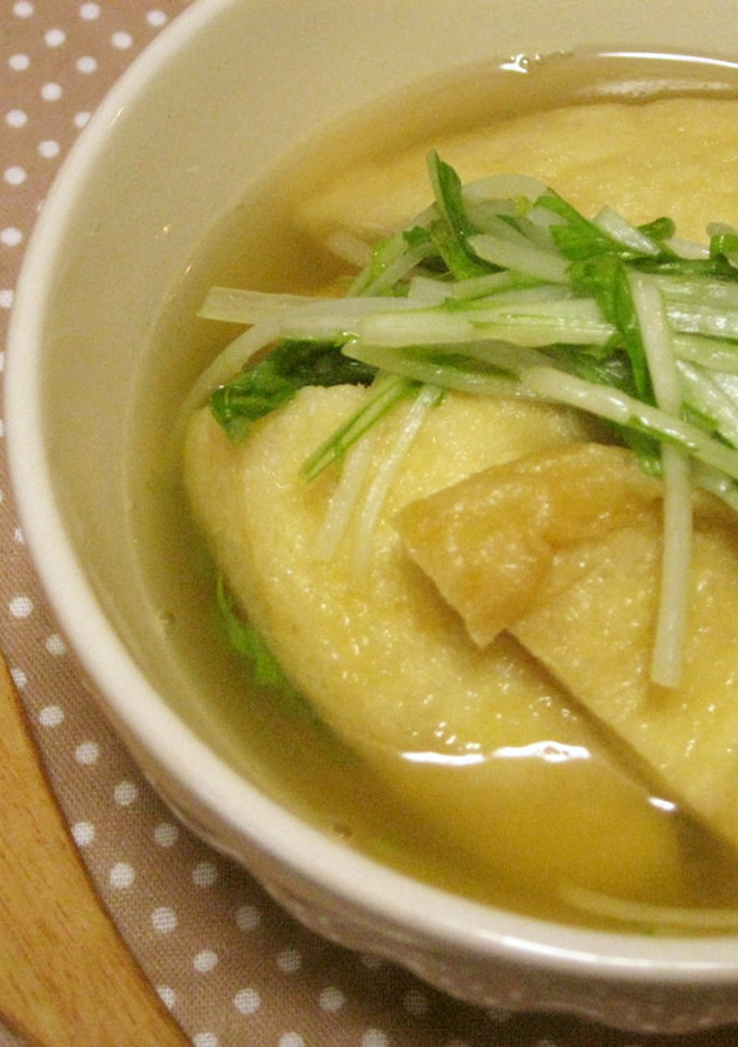水菜と油揚げの白だし煮-レシピのメイン写真