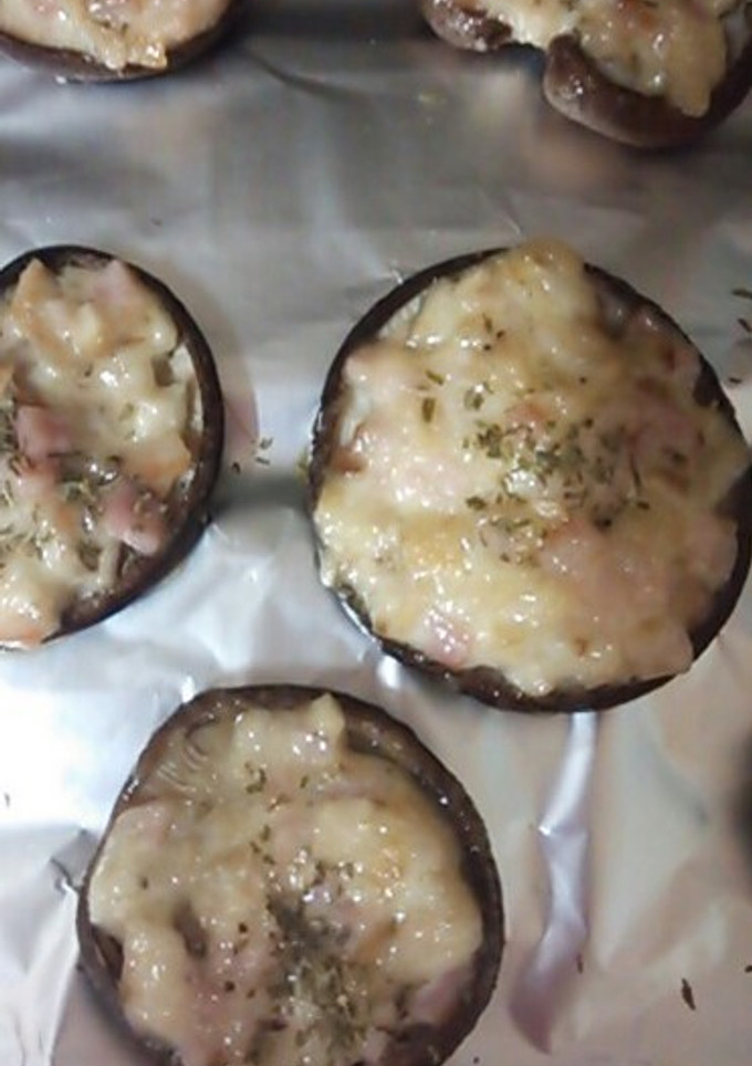簡単おつまみ♪しいたけのハムマヨ焼き-レシピのメイン写真