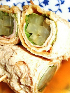 お弁当にも!冷蔵庫の残り物で油揚げ巻き-レシピのメイン写真