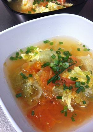 目指せ美肌☆レタス&卵とトマト和風スープ-レシピのメイン写真