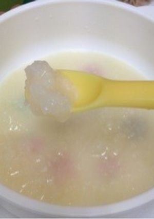 離乳食初期〜梨と豆乳のパン粥〜-レシピのメイン写真
