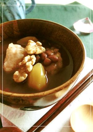 珈琲だんご＆栗入り　塩胡桃ぜんざい-レシピのメイン写真