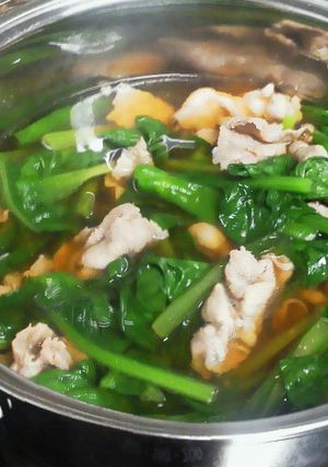 小松菜とししとうと豚肉の汁物-レシピのメイン写真