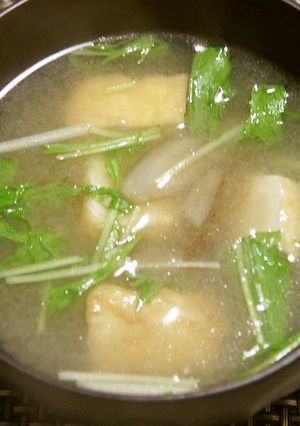 叩きごぼうと厚揚げ、水菜の味噌汁-レシピのメイン写真