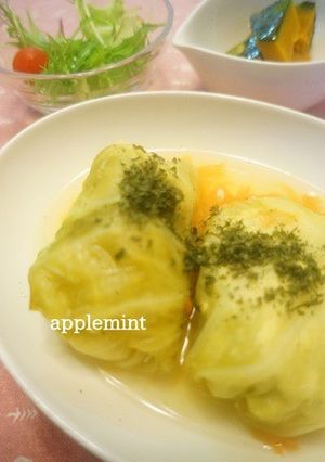 鶏挽肉のヘルシーロールキャベツトマト煮-レシピのメイン写真