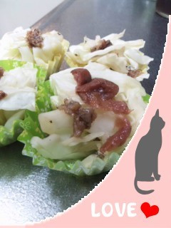 冷凍お弁当お野菜おかず:キャベツ梅煮-レシピのメイン写真