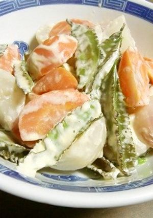 四角まめ＋かぶ＋人参の、温野菜サラダ-レシピのメイン写真