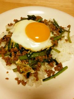 小松菜と豚挽肉の簡単ご飯-レシピのメイン写真