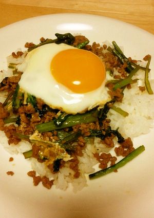小松菜と豚挽肉の簡単ご飯-レシピのメイン写真