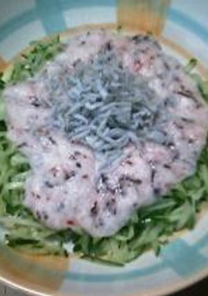 キュウリのサラダかつお梅味とろろがけ-レシピのメイン写真