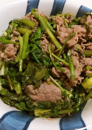 春菊と牛肉のシンプル炒め♪-レシピのメイン写真