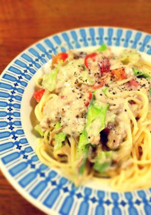 ツナとキャベツのクリームパスタ-レシピのメイン写真