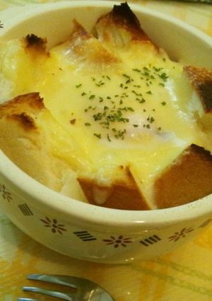 朝食に！カップスープDEパングラタン♪-レシピのメイン写真