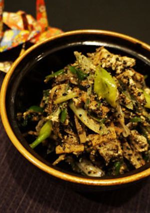葱と牛蒡と厚揚げと椎茸のゴマ酢味噌あえ-レシピのメイン写真