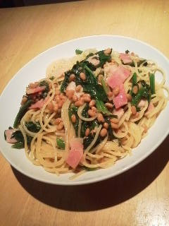 納豆とホウレン草の和風パスタ-レシピのメイン写真