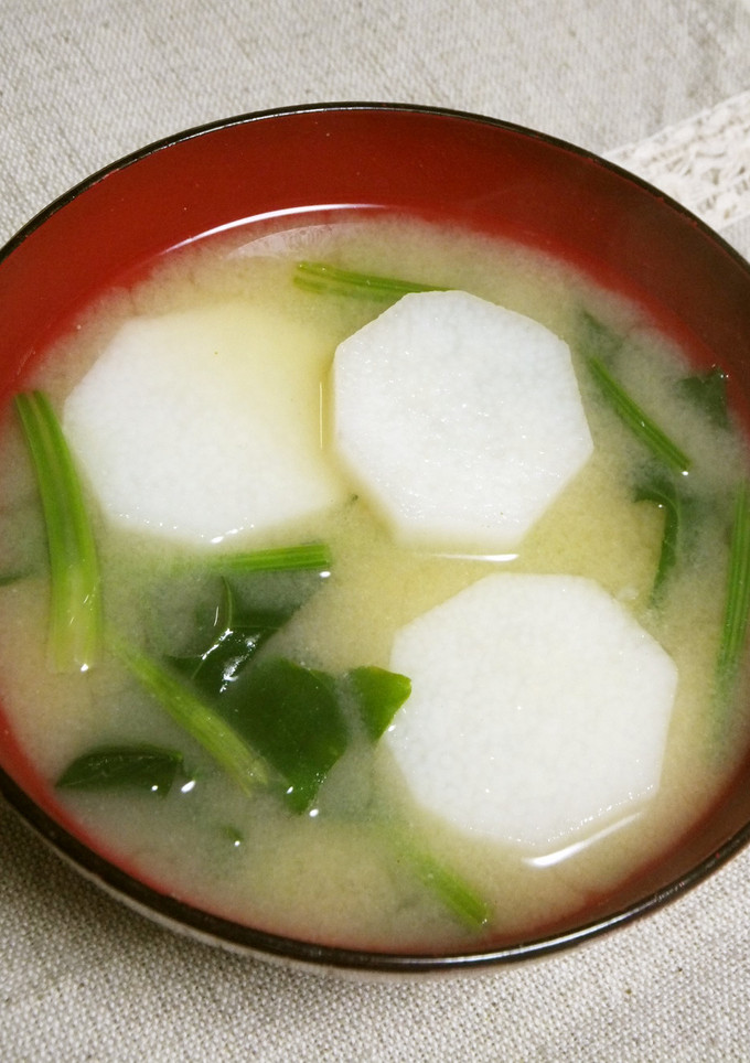 長芋とほうれん草の味噌汁-レシピのメイン写真