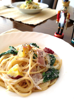 さつま芋とほうれん草のチーズパスタ♫-レシピのメイン写真