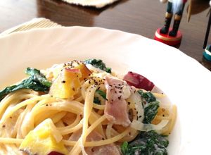 さつま芋とほうれん草のチーズパスタ♫-レシピのメイン写真