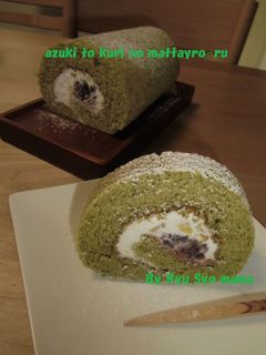 小豆と栗の抹茶ロールケーキ☆-レシピのメイン写真