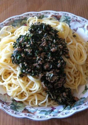 ニラ肉味噌スパゲッティ-レシピのメイン写真