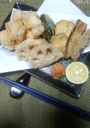 鱈の白子天ぷら~酢橘・紅葉おろし添え~-レシピのメイン写真