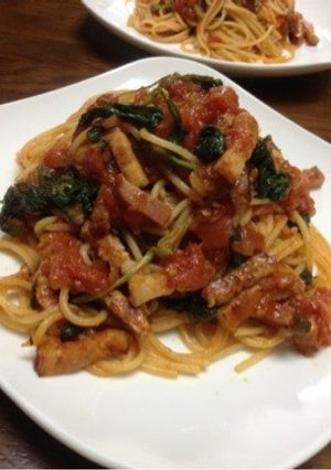 ベーコンほうれん草☆トマトパスタ-レシピのメイン写真