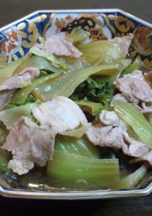 豚バラ肉と青梗菜から出る水分の簡単煮物♪-レシピのメイン写真