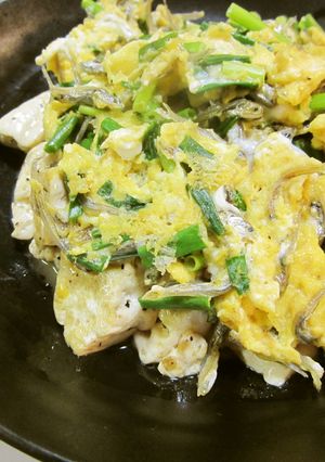 じゃこ入りふわっと卵の豆腐のせ☺-レシピのメイン写真