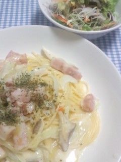 エリンギとベーコンのクリームパスタ-レシピのメイン写真