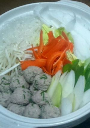 〆は饂飩で！俺流の豚肉団子入り旨塩鍋-レシピのメイン写真