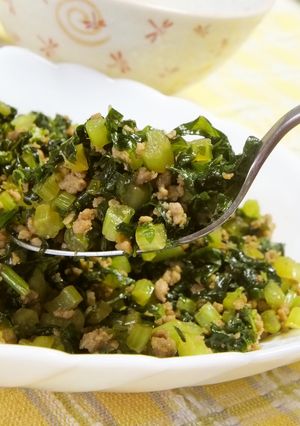 味付け簡単！大根の葉っぱと豚ひき肉炒め-レシピのメイン写真