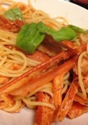ズワイガニとトマトの洋酒仕上げパスタ-レシピのメイン写真