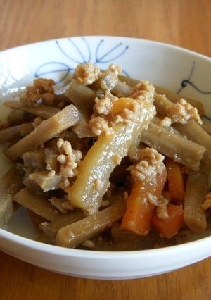 ★豚ひき肉と3種の根菜きんぴら★-レシピのメイン写真