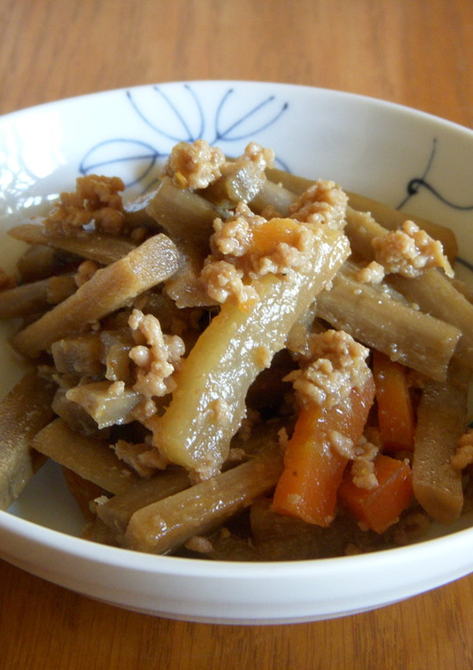 ★豚ひき肉と3種の根菜きんぴら★-レシピのメイン写真