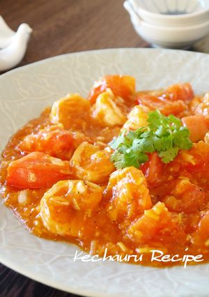 辛いけどジューシー♪トマト入りエビチリ-レシピのメイン写真