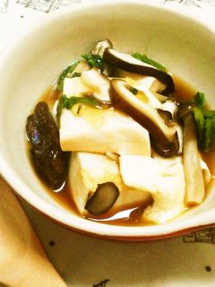 ルクエで温豆腐~きのこと春菊のあんかけ-レシピのメイン写真